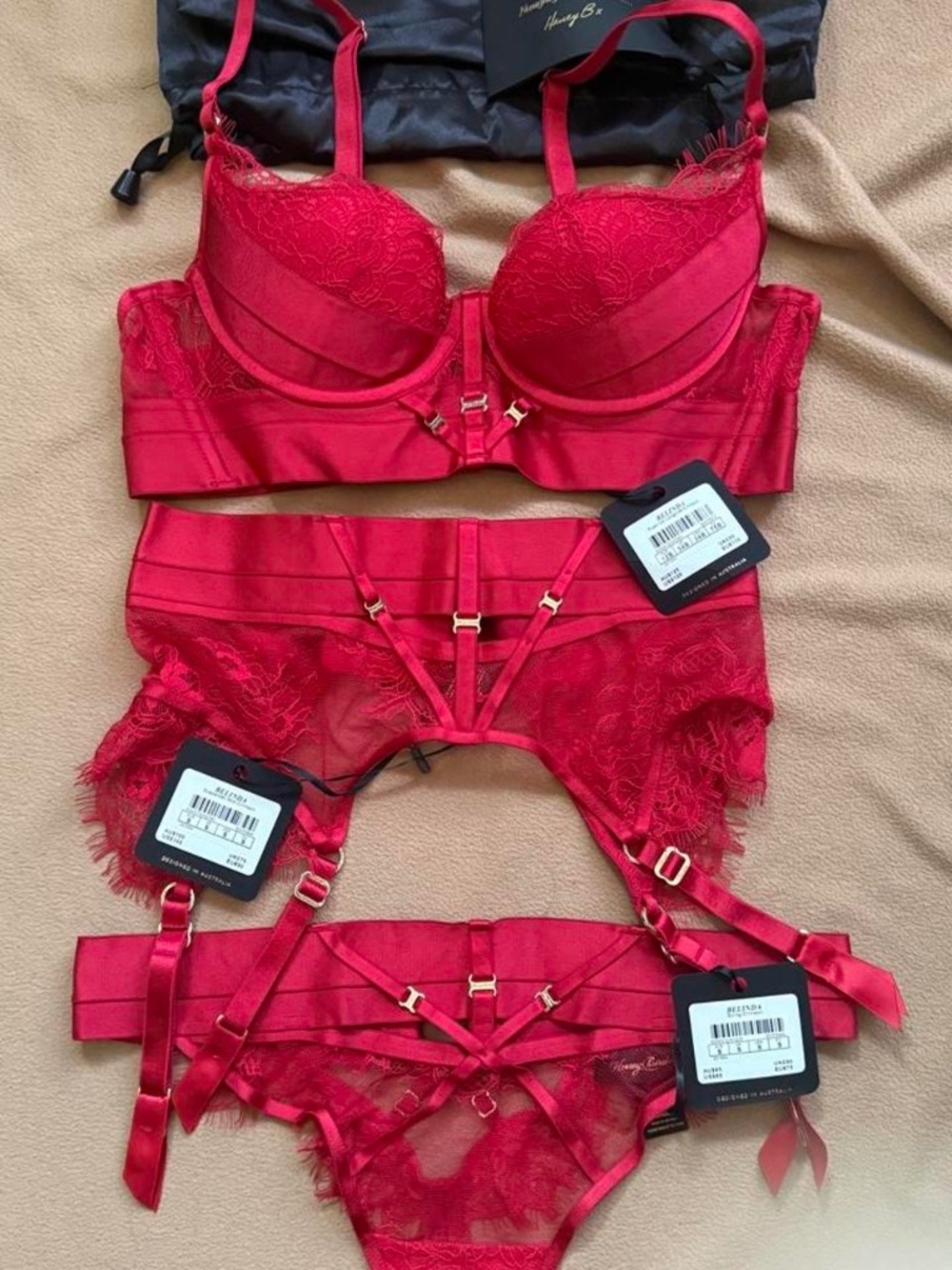 Honey Birdette Belinda Set in Crimson Red